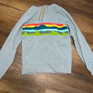 L.L. Bean Gray Sweatshirt with Colorful Mountain Design